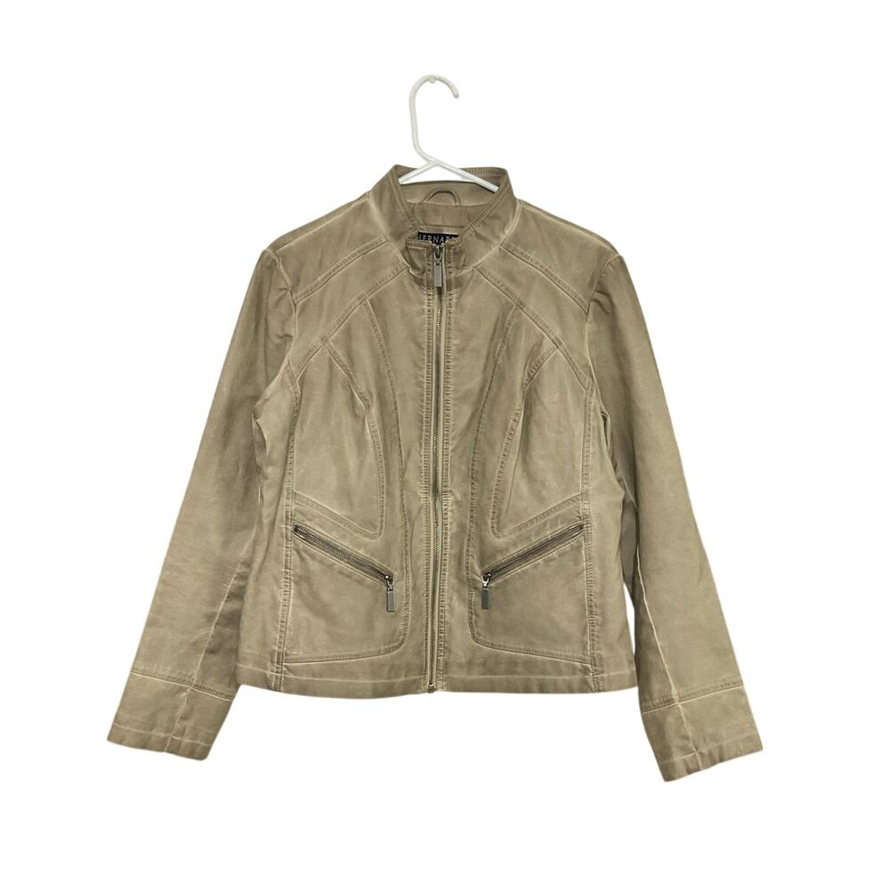 Bernardo Faux Leather Zip Moto Jacket Womens Size Large Steampunk Zip Pockets